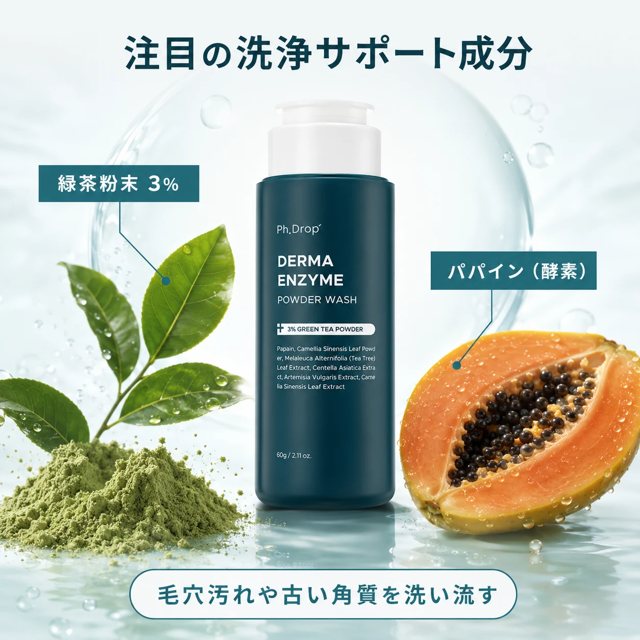 Ph.Drop 더마 필링 효소 파우더 워시 60g - Image 3